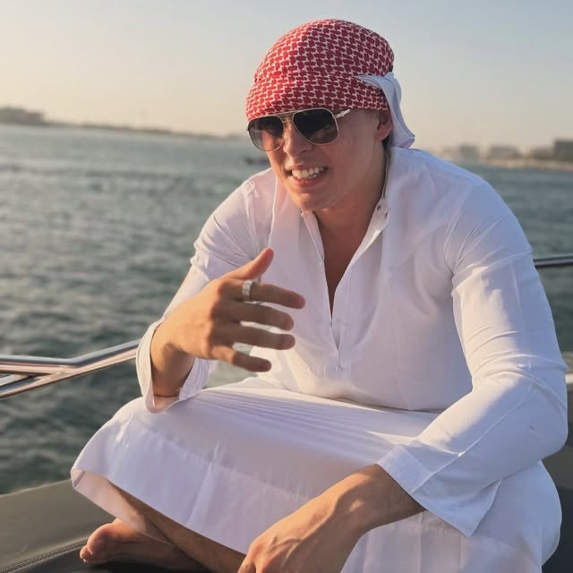 Julian Stafford on a boat at sea
