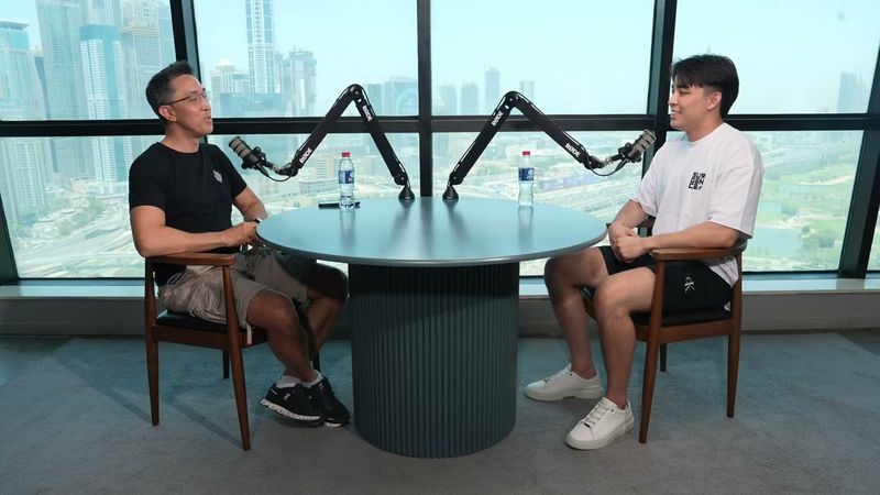 Julian Stafford (right) interviewing a guest on the Surgence Labs Podcast